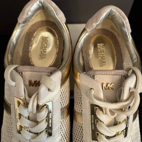 Michael Kors White and Gold Athletic Shoes - Picture 3 of 12